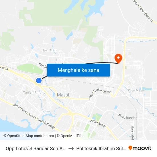 Opp Lotus`S Bandar Seri Alam to Politeknik Ibrahim Sultan map