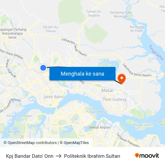 Kpj Bandar Dato' Onn to Politeknik Ibrahim Sultan map