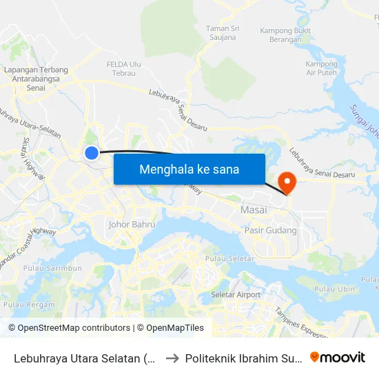 Lebuhraya Utara Selatan (Opp) to Politeknik Ibrahim Sultan map