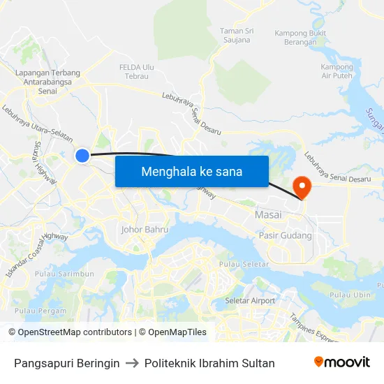 Pangsapuri Beringin to Politeknik Ibrahim Sultan map