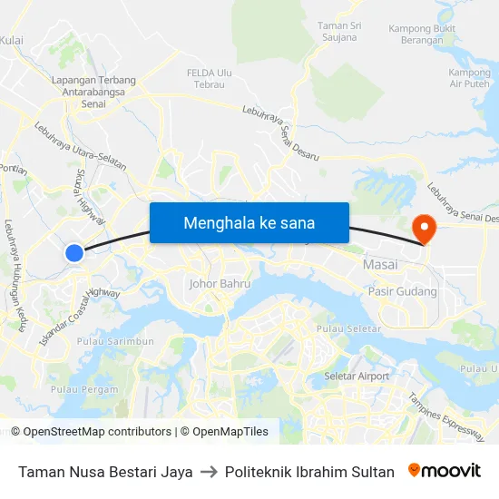 Taman Nusa Bestari Jaya to Politeknik Ibrahim Sultan map