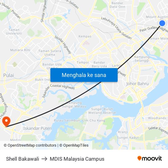 Shell Jalan Bakawali to MDIS Malaysia Campus map