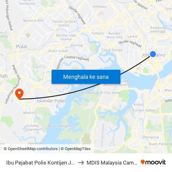 Ibu Pejabat Polis Kontijen Johor to MDIS Malaysia Campus map