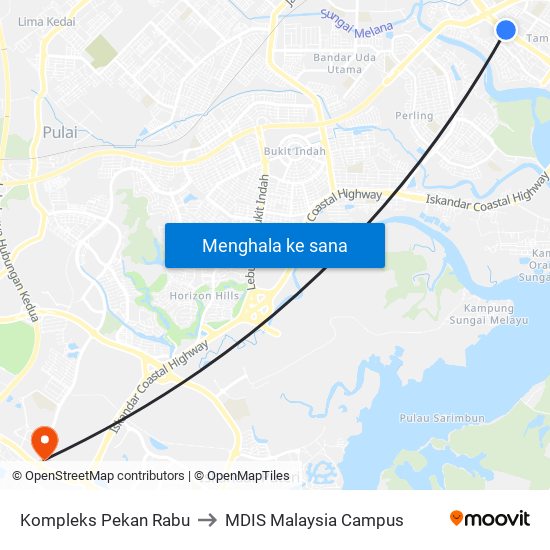 Kompleks Pekan Rabu to MDIS Malaysia Campus map