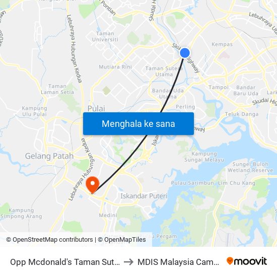 Opp Mcdonald's Taman Sutera to MDIS Malaysia Campus map