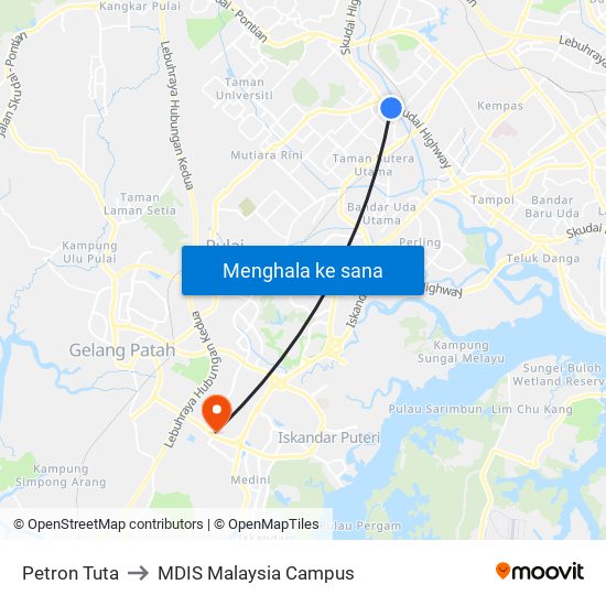 Petron Tuta to MDIS Malaysia Campus map