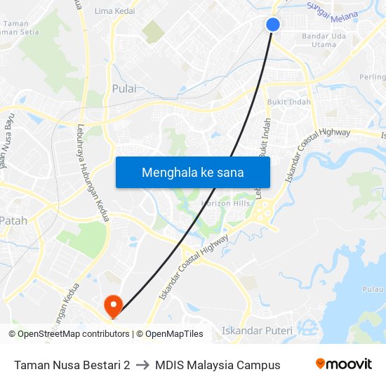 Taman Nusa Bestari 2 to MDIS Malaysia Campus map