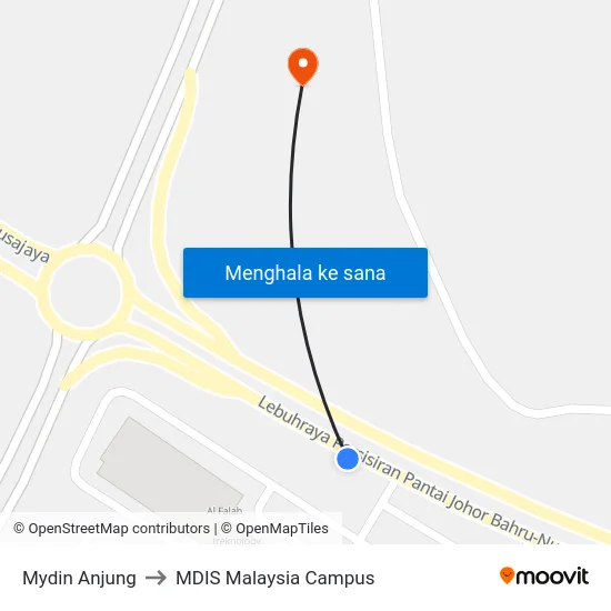 Mydin Anjung to MDIS Malaysia Campus map