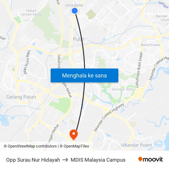 Opp Surau Nur Hidayah to MDIS Malaysia Campus map