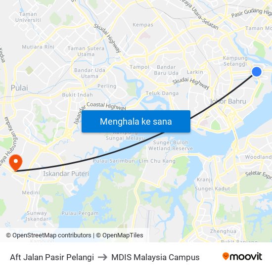 Aft Jalan Pasir Pelangi to MDIS Malaysia Campus map