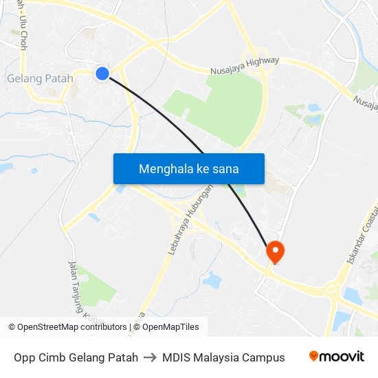 Jalan Gelang Patah 13 (0000521) to MDIS Malaysia Campus map