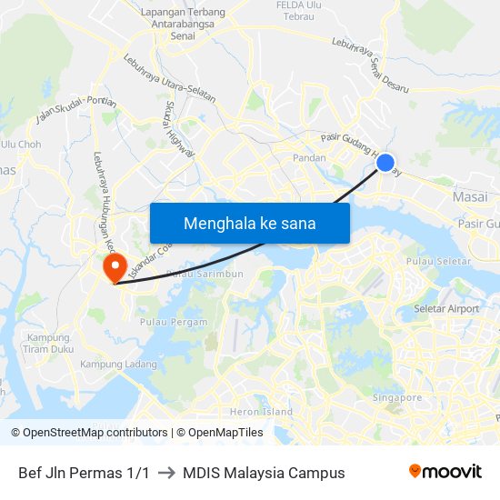 Bef Jln Permas 1/1 to MDIS Malaysia Campus map