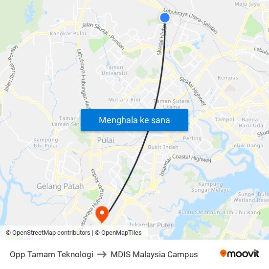 Opp Tamam Teknologi to MDIS Malaysia Campus map