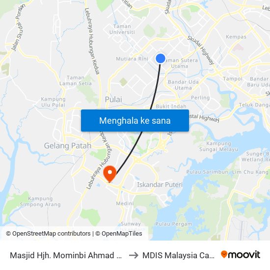 Aft Masjid Hajjah Mominbi Ahmad Anggullia to MDIS Malaysia Campus map