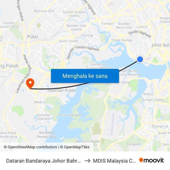 Dataran Bandaraya Johor Bahru / Sri Gela to MDIS Malaysia Campus map