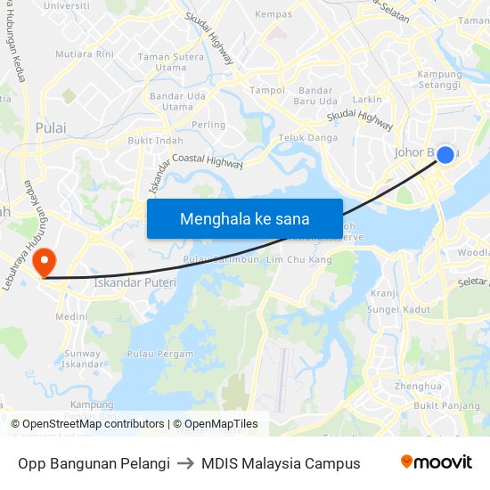 Opp Bangunan Pelangi to MDIS Malaysia Campus map