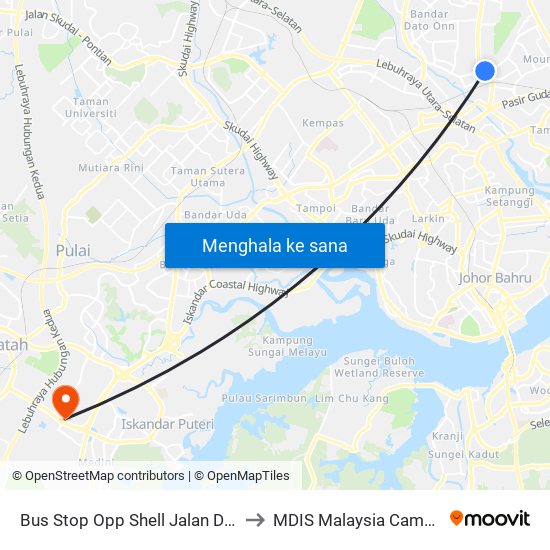 Bus Stop Opp Shell Jalan Daya to MDIS Malaysia Campus map