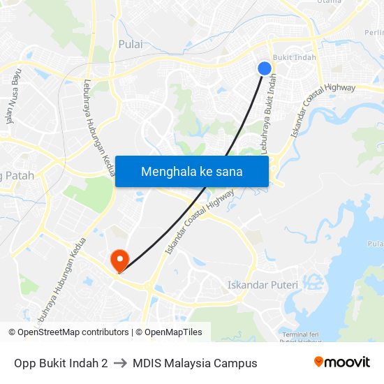 Opp Bukit Indah 2 to MDIS Malaysia Campus map