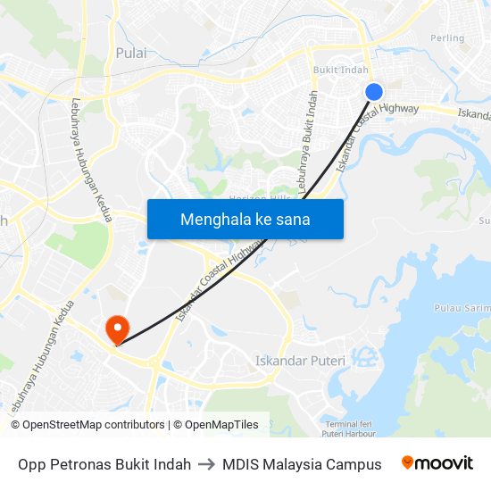 Opp Petronas Bukit Indah to MDIS Malaysia Campus map