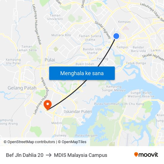 Bef Jln Dahlia 20 to MDIS Malaysia Campus map