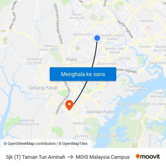 Sjk (T) Taman Tun Aminah to MDIS Malaysia Campus map