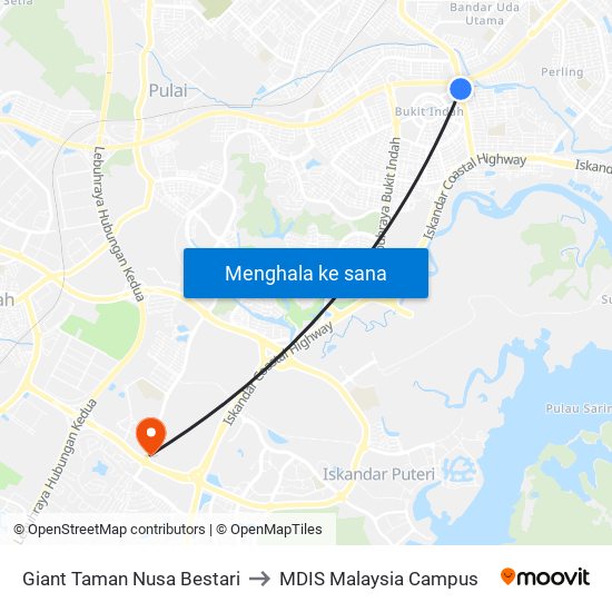 Giant Taman Nusa Bestari to MDIS Malaysia Campus map
