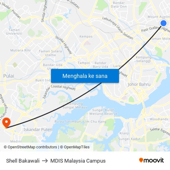 Shell Bakawali to MDIS Malaysia Campus map