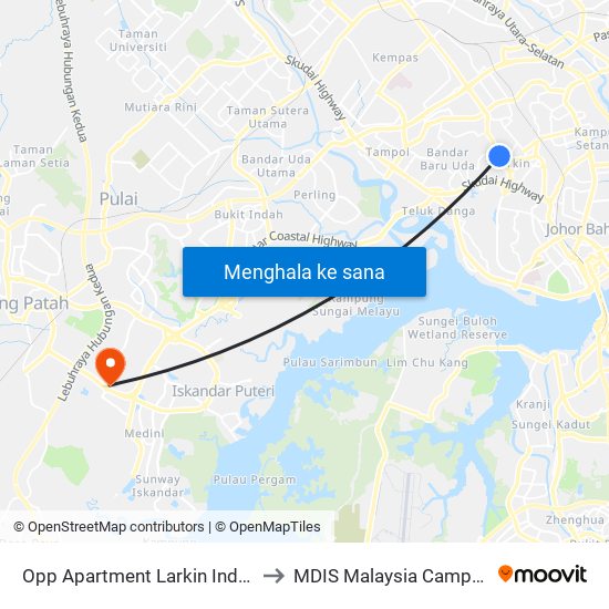 Opp Apartment Larkin Indah to MDIS Malaysia Campus map