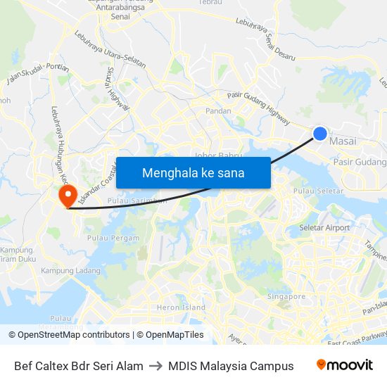 Bef Caltex Bdr Seri Alam to MDIS Malaysia Campus map