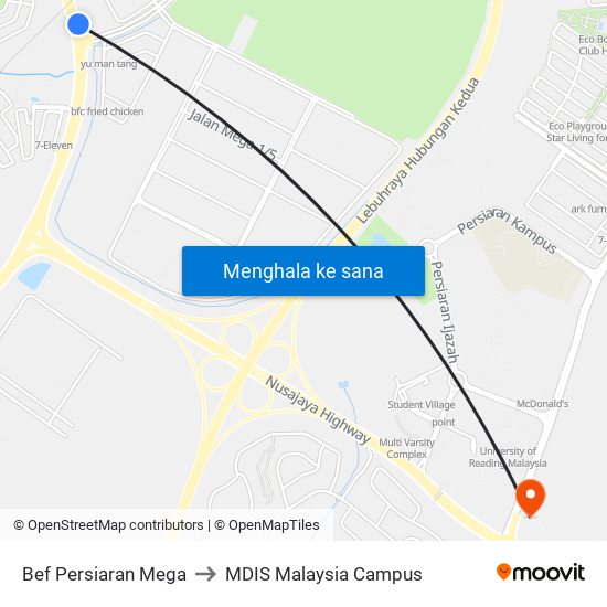 Bef Persiaran Mega to MDIS Malaysia Campus map