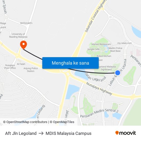 Aft Jln Legoland to MDIS Malaysia Campus map