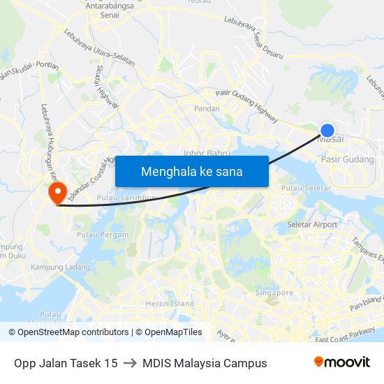 Opp Jalan Tasek 15 to MDIS Malaysia Campus map