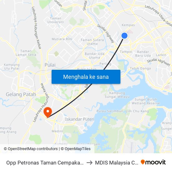 Opp Petronas Taman Cempaka (0007656) to MDIS Malaysia Campus map