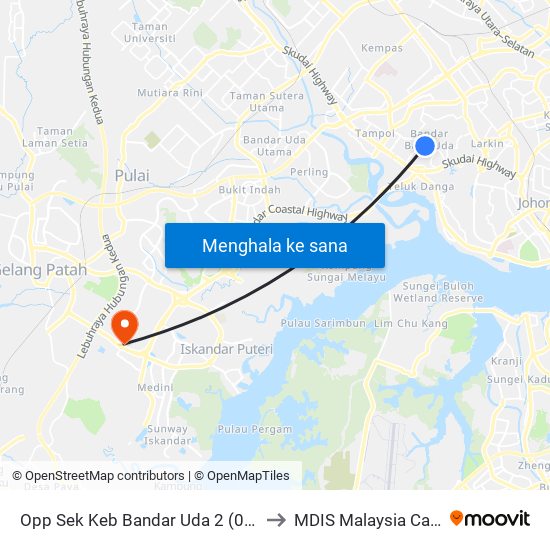 Opp Sek Keb Bandar Uda 2 (0002930) to MDIS Malaysia Campus map