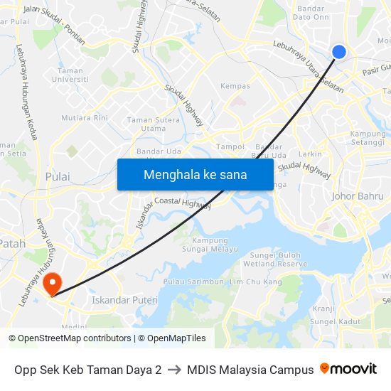 Opp Sek Keb Taman Daya 2 to MDIS Malaysia Campus map