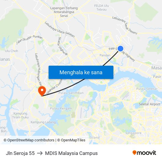 Jln Seroja 55 to MDIS Malaysia Campus map