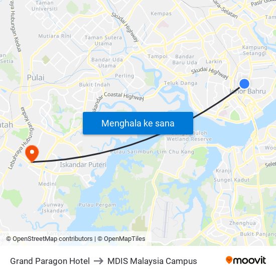 Grand Paragon Hotel to MDIS Malaysia Campus map