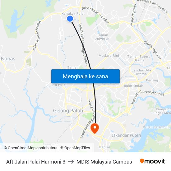 Aft Jalan Pulai Harmoni 3 to MDIS Malaysia Campus map