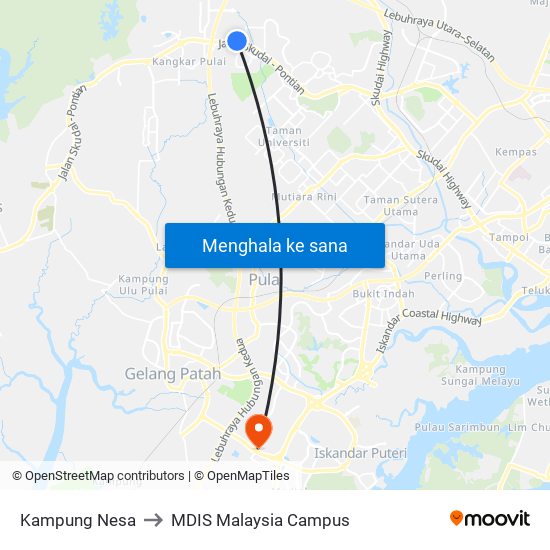 Kampung Nesa to MDIS Malaysia Campus map