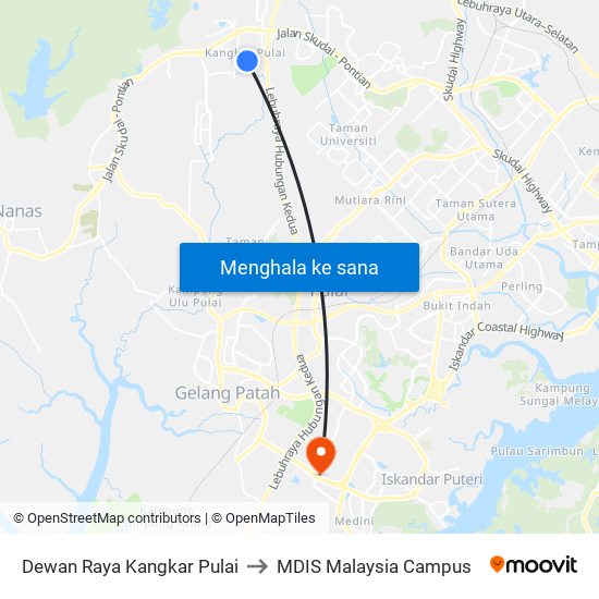 Dewan Raya Kangkar Pulai to MDIS Malaysia Campus map