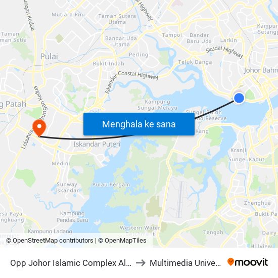 Opp Pusat Islam Negeri Johor to Multimedia University 'Johor Campus' map