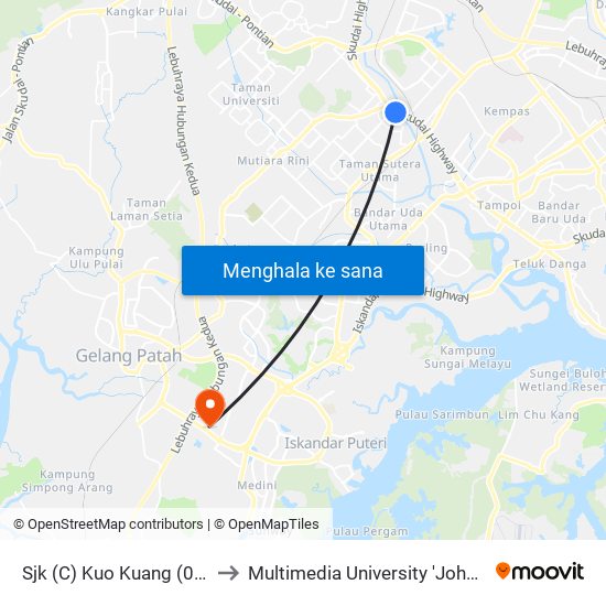 Opp Petron Tuta to Multimedia University 'Johor Campus' map