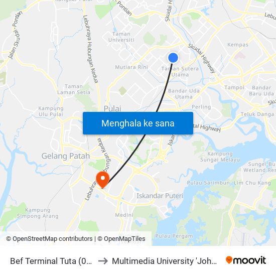 Bef Terminal Tuta (0000648) to Multimedia University 'Johor Campus' map