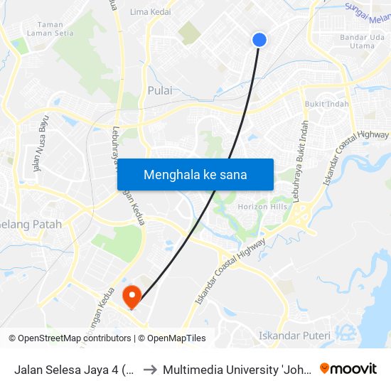 Jalan Selesa Jaya 4 (0004428) to Multimedia University 'Johor Campus' map