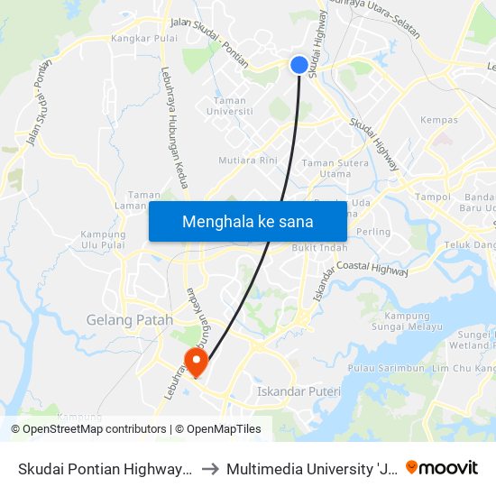 Skudai Pontian Highway 02 (0004356) to Multimedia University 'Johor Campus' map