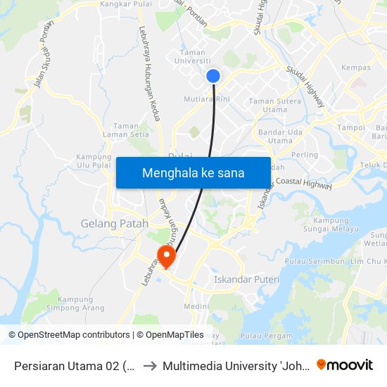 Smk Mutiara Rini to Multimedia University 'Johor Campus' map