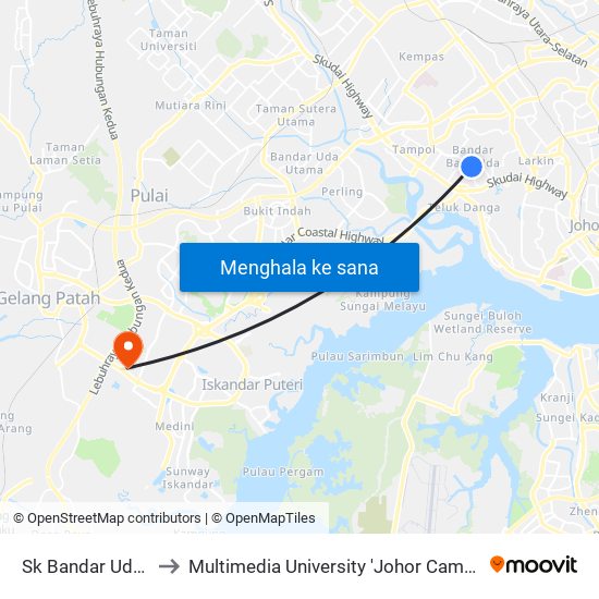 Sk Bandar Uda 2 to Multimedia University 'Johor Campus' map