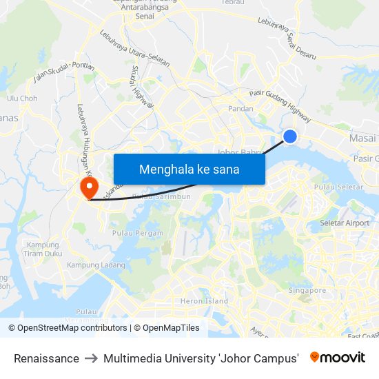 Renaissance to Multimedia University 'Johor Campus' map