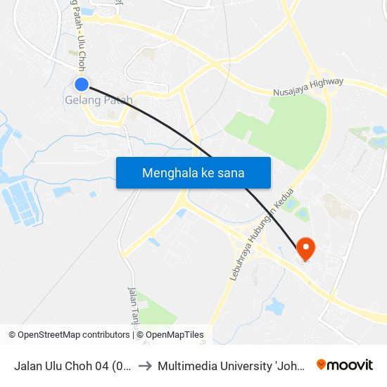 Jalan Ulu Choh 04 (0002888) to Multimedia University 'Johor Campus' map