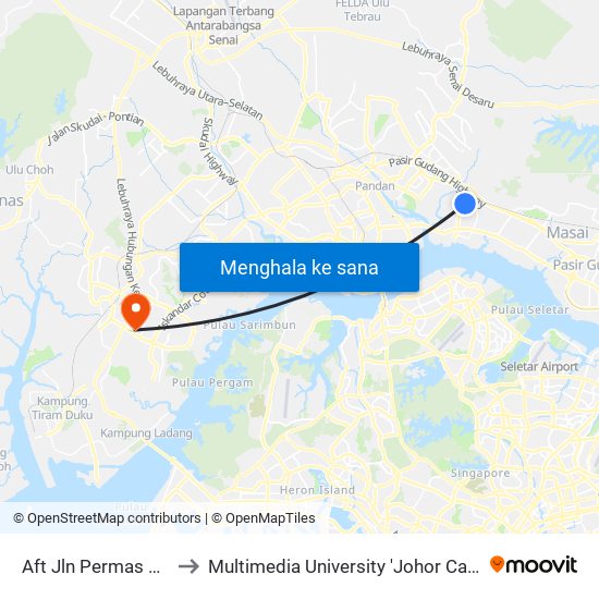 Aft Jln Permas 1/24 to Multimedia University 'Johor Campus' map